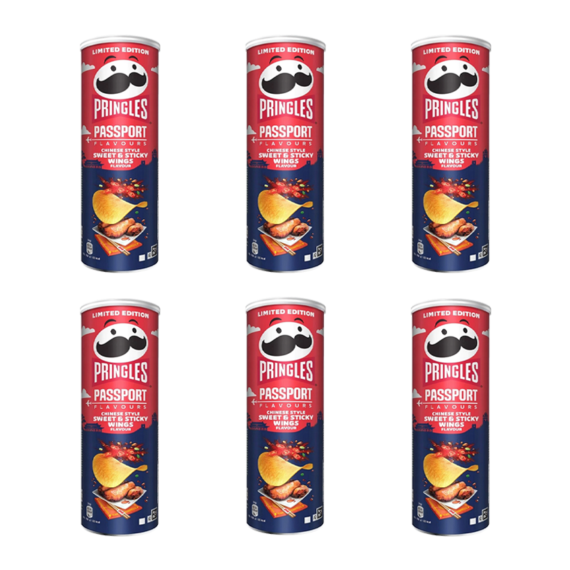 Набір Чипси 6шт Pringles Passport Flavours Chinese Style Sweet & Sticky Wings 165g - Retromagaz