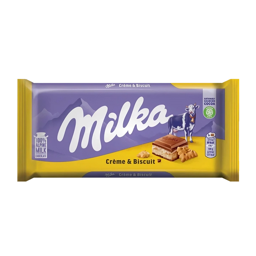 Шоколад Milka Creme & Biscuit з Печивом 100g - Retromagaz