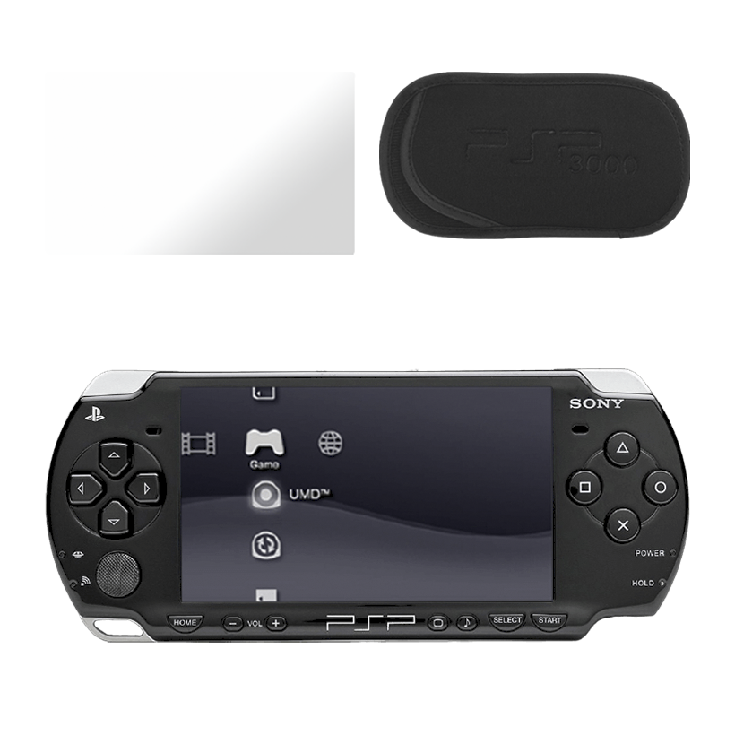 Набор Консоль Sony PlayStation Portable Slim PSP-2ххх Модифицированная 32GB Black Б/У  + Защитная Пленка RMC Trans-Clear Новый + Чехол Мягкий - Retromagaz