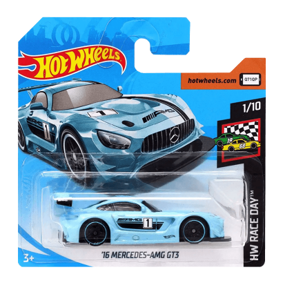Машинка Базовая Hot Wheels '16 Mercedes-AMG GT3 Race Day 1:64 FYD75 Light Blue - Retromagaz