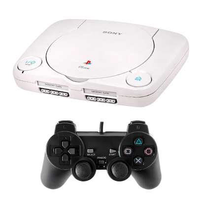 Набор Консоль Sony PlayStation 1 Slim Chip White Б/У  + Геймпад Проводной RMC PlayStation 2 Black Новый - Retromagaz