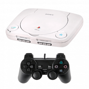 Набор Консоль Sony PlayStation 1 Slim Chip White Б/У  + Геймпад Проводной RMC PlayStation 2 Black Новый