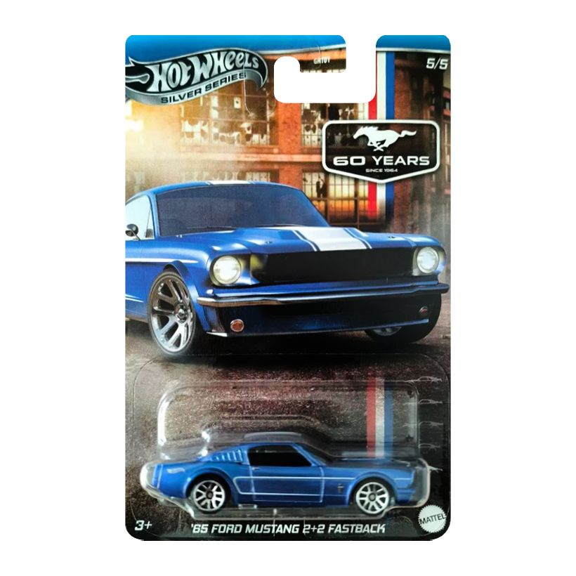 Тематична Машинка Hot Wheels '65 Ford Mustang 2+2 Fastback ZAMAC Chase Mustang 60th 1:64 JBY54 Blue - Retromagaz