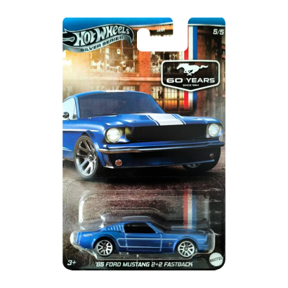Тематична Машинка Hot Wheels '65 Ford Mustang 2+2 Fastback ZAMAC Chase Mustang 60th 1:64 JBY54 Blue - Retromagaz