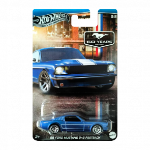 Тематическая Машинка Hot Wheels '65 Ford Mustang 2+2 Fastback ZAMAC Chase Mustang 60th 1:64 JBY54 Blue Тематическая Машинка Hot Wheels '65 Ford Mustang 2+2 Fastback ZAMAC Chase Mustang 60th 1:64 JBY54 Blue - Retromagaz