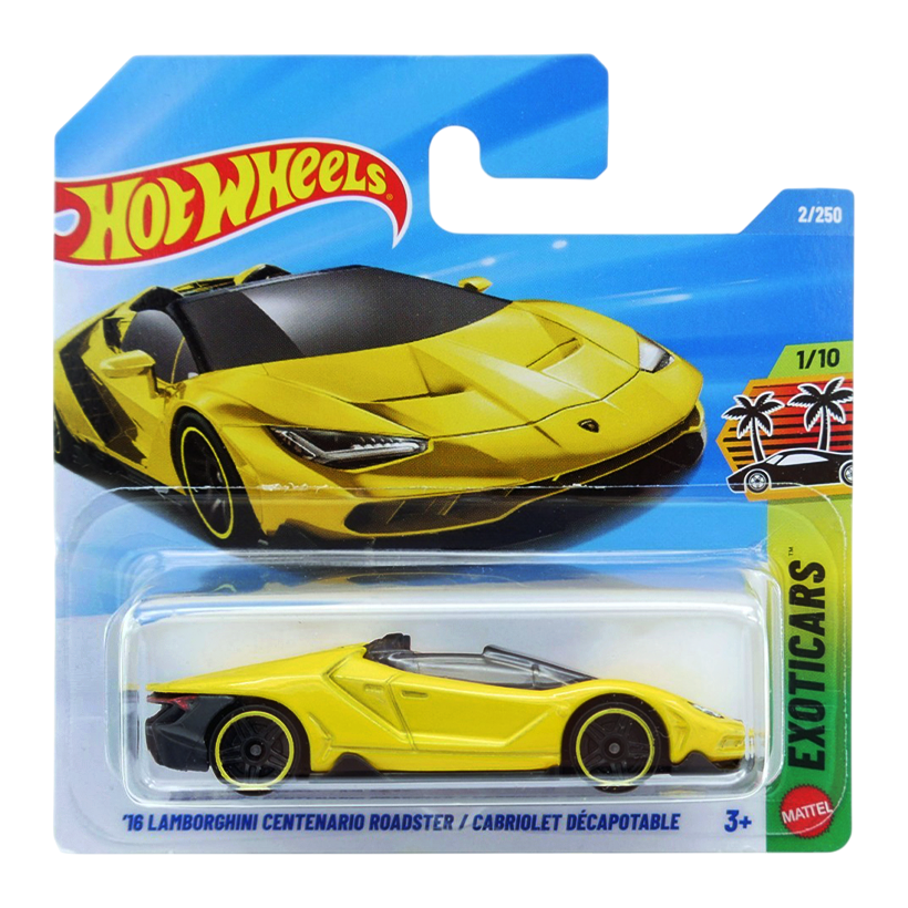 Машинка Базова Hot Wheels '16 Lamborghini Centenario Roadster Exotics 1:64 JJH80 Yellow - Retromagaz