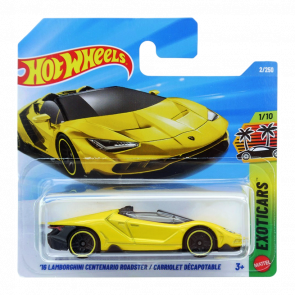 Машинка Базова Hot Wheels '16 Lamborghini Centenario Roadster Exotics 1:64 JJH80 Yellow - Retromagaz