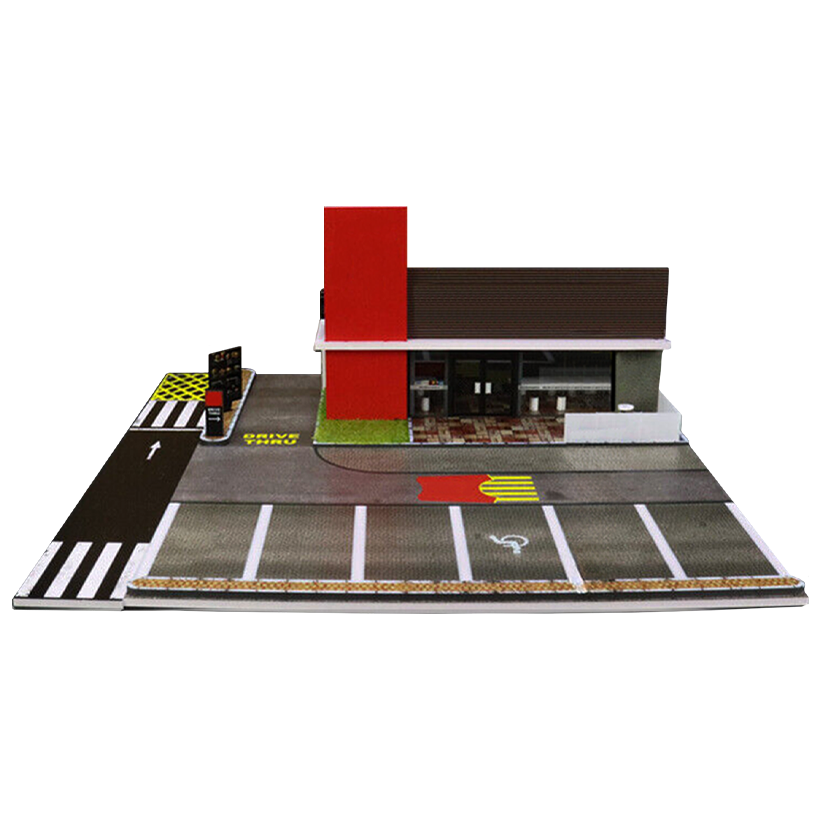 Діорама G-Fans Burger Cafe Бургер Кафе з Підсвіткою 1:64 Black - Retromagaz