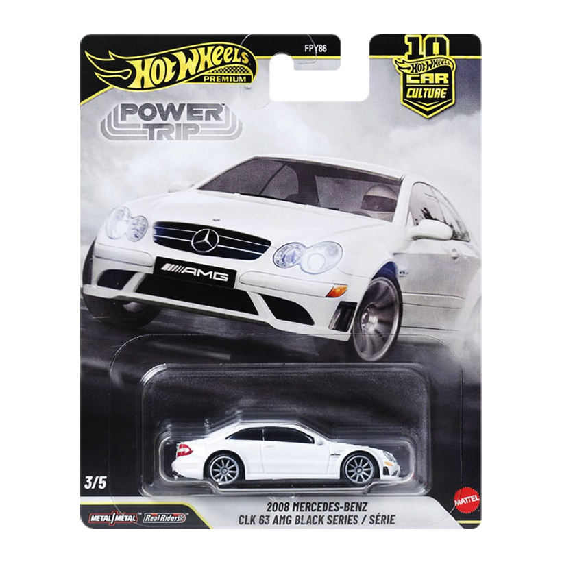 Машинка Premium Hot Wheels 2008 Mercedes-Benz CLK 63 AMG Black Series Power Trip 1:64 JKF29 White - Retromagaz