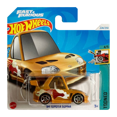 Машинка Базовая Hot Wheels Fast & Furious '94 Toyota Supra Tooned 1:64 HTF27 Gold - Retromagaz