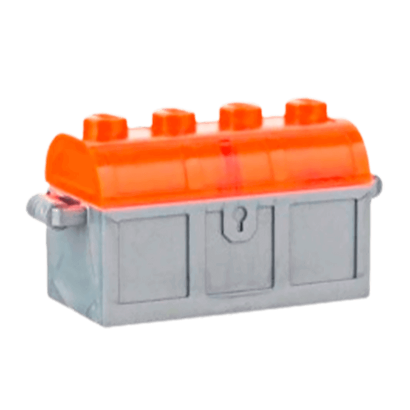 Ємність Lego Treasure Chest Bott Lid 2 x 4 x 2 4738ac02 62622 6125675 4739a 29336 62623 28699 6125676 Flat Silver Trans-Neon Orange 4шт Б/У - Retromagaz