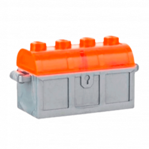 Емкость Lego Treasure Chest Bott Lid 2 x 4 x 2 4738ac02 62622 6125675 4739a 29336 62623 28699 6125676 Flat Silver Trans-Neon Orange 4шт Б/У