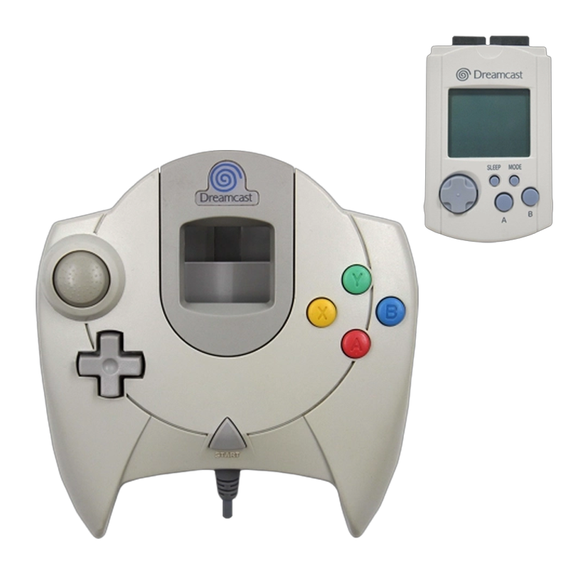 Набір Геймпад Дротовий Sega Dreamcast HKT-7700 White 2m Б/У  + Карта Пам'яті Visual Memory VMU - Retromagaz