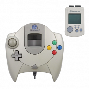 Набор Геймпад Проводной Sega Dreamcast HKT-7700 White 2m Б/У  + Карта Памяти Visual Memory VMU - Retromagaz