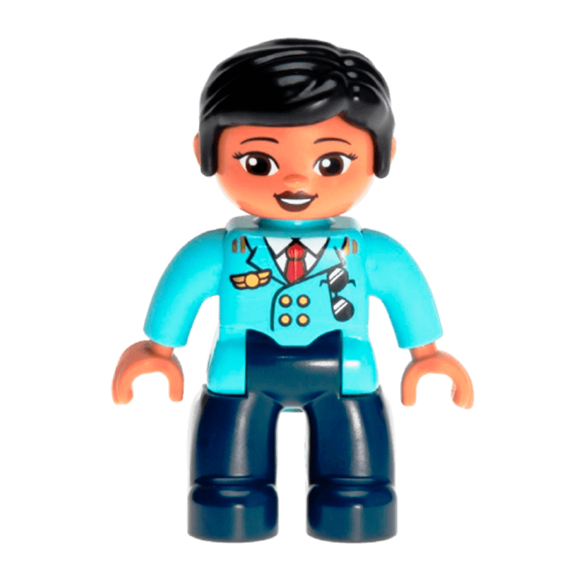Фігурка Lego Girl Pilot Dark Blue Legs Medium Azure Top Duplo 47394pb249 Б/У - Retromagaz