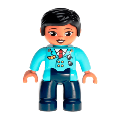 Фігурка Lego Girl Pilot Dark Blue Legs Medium Azure Top Duplo 47394pb249 Б/У - Retromagaz