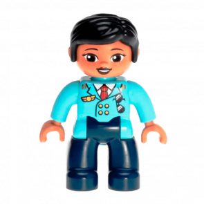 Фігурка Lego Pilot Dark Blue Legs Medium Azure Top Duplo Girl 47394pb249 Б/У - Retromagaz