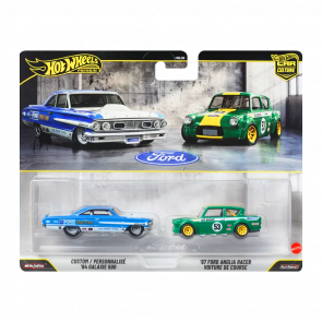 Машинка Premium 2шт Hot Wheels Custom '64 Galaxie 500/ '67 Ford Anglia Racer 2-Packs 1:64 JHW50 Blue - Retromagaz