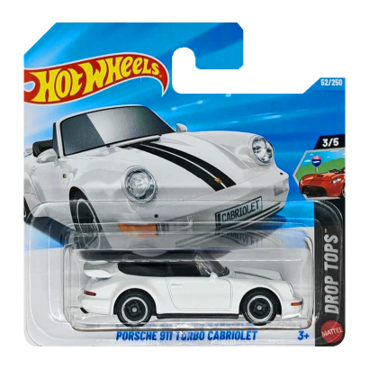 Машинка Базовая Hot Wheels Porsche 911 Turbo Cabriolet Drop Tops 1:64 JJJ22 White - Retromagaz