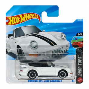 Машинка Базовая Hot Wheels Porsche 911 Turbo Cabriolet Drop Tops 1:64 JJJ22 White - Retromagaz