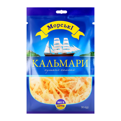 Снеки Рибні Морські Кальмари Сушені Солоні 36g - Retromagaz