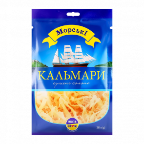 Снеки Рибні Морські Кальмари Сушені Солоні 36g