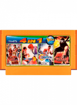 Сборник Игр RMC Famicom Dendy 4 in 1 Street Fighter 12p, Double Dragon II, Super Contra (2), Ninja Gaiden II Английская Версия Только Картридж Новый