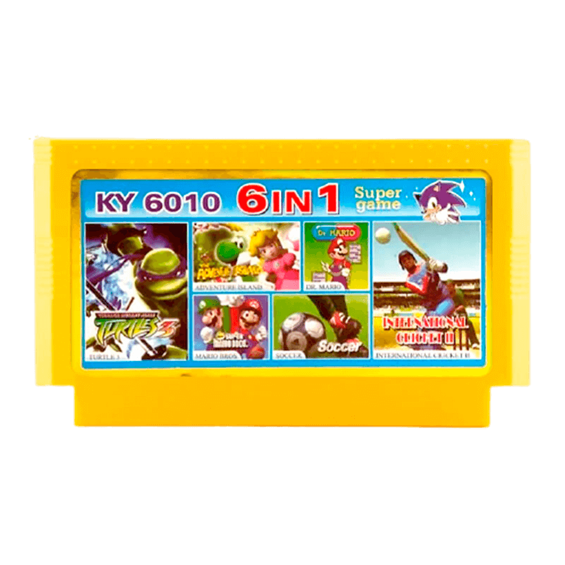 Збірник Ігор 6в1 Inter Cricket, TMNT3, Pow Soccer, Adv Island, Super, Dr. Mario [KY 6010] Новороб RMC Dendy - Retromagaz