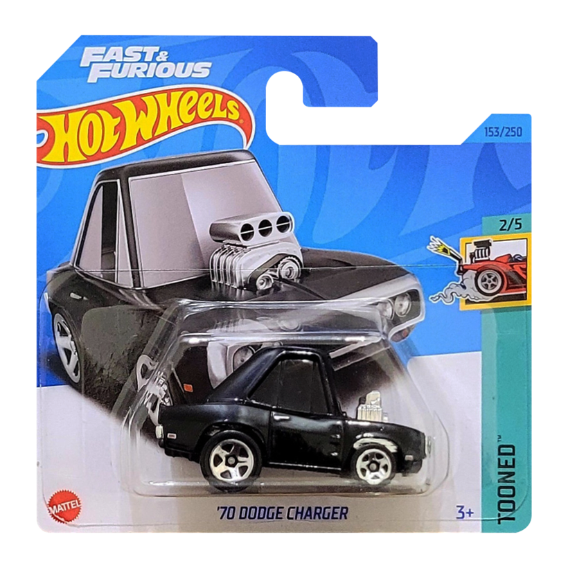 Машинка Базова Hot Wheels Fast & Furious '70 Dodge Charger Tooned 1:64 HKG57 Black - Retromagaz