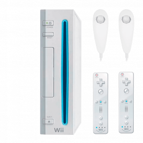 Набір Консоль Nintendo Wii RVL-001 Europe 512MB White Без Геймпада Б/У  + Контролер Дротовий Nunchuk 2шт + Контролер Бездротовий Remote 2шт