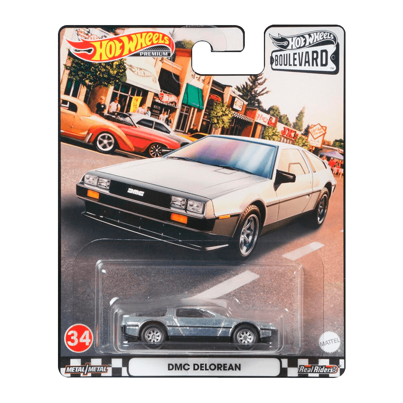 Машинка Premium Hot Wheels DMC Delorean Boulevard 1:64 HCM79 Metallic Silver - Retromagaz