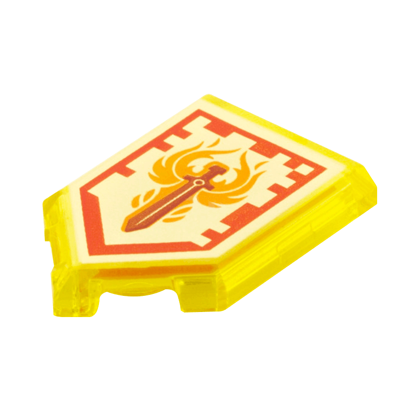 Плитка 4шт Lego Модифікована Декоративна Pentagonal Nexo Power Shield Pattern 2 x 3 22385pb011 6133264 Trans-Yellow Б/У - Retromagaz