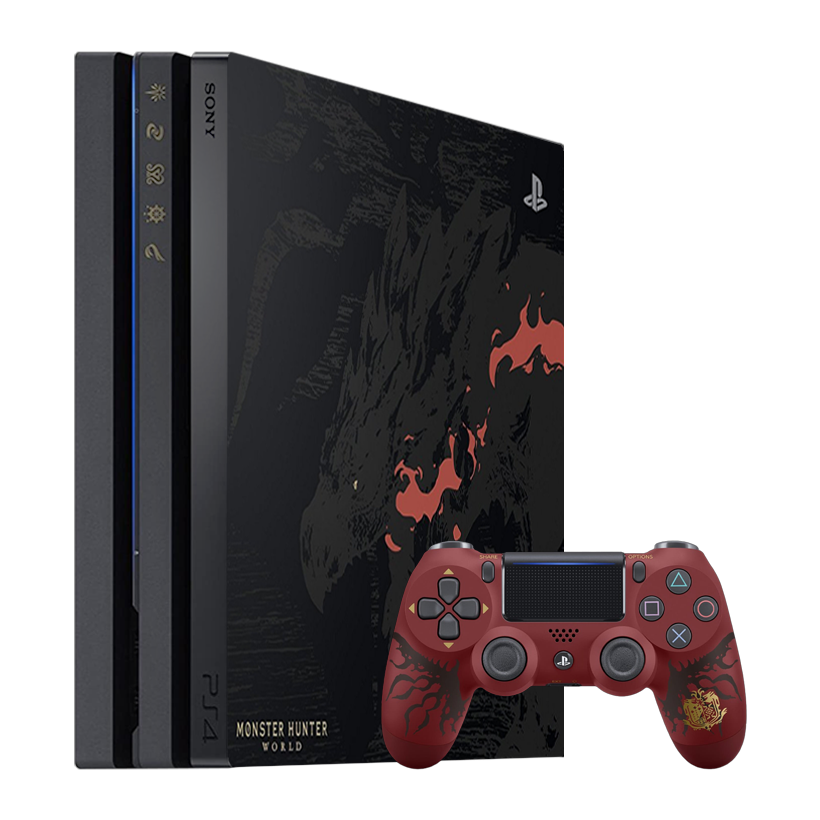 Набір Консоль Sony PlayStation 4 Pro CUH-70-71xx Monster Hunter World Limited Edition 1TB Black Б/У  + Геймпад Бездротовий DualShock 4 Monster Hunter: World Version 2 Red - Retromagaz