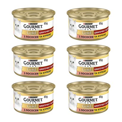 Набор Влажный Корм Purina для Кошек Gourmet Gold Лосось и Курица 85g 6шт - Retromagaz