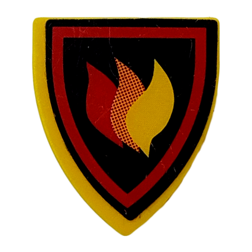 Зброя Lego Щит Triangular with Fire Logo Pattern 3846pb025 Yellow Б/У - Retromagaz