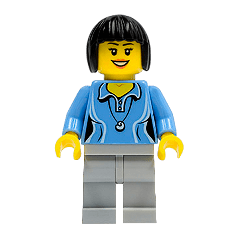 Фигурка Lego People 973pb0984 Medium Blue Female Shirt with Two Buttons and Shell Pendant City cty0472 Б/У - Retromagaz