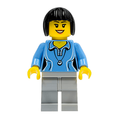 Фигурка Lego 973pb0984 Medium Blue Female Shirt with Two Buttons and Shell Pendant City People cty0472 Б/У - Retromagaz