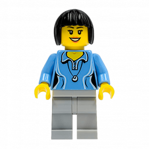 Фигурка Lego 973pb0984 Medium Blue Female Shirt with Two Buttons and Shell Pendant City People cty0472 Б/У