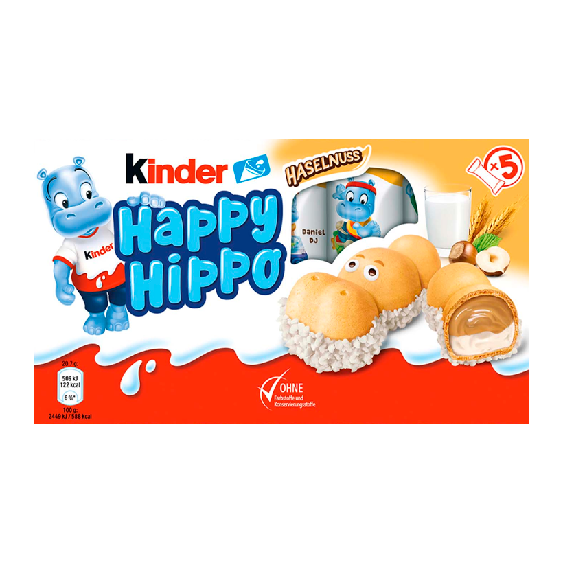 Набор Батончик 5шт Kinder Happy Hippo Hasselnuss 20.7g - Retromagaz