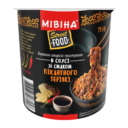 Вермішель Мівіна Street Food в Соусі зі Смаком Теріякі Гостра Гостра 75g - Retromagaz