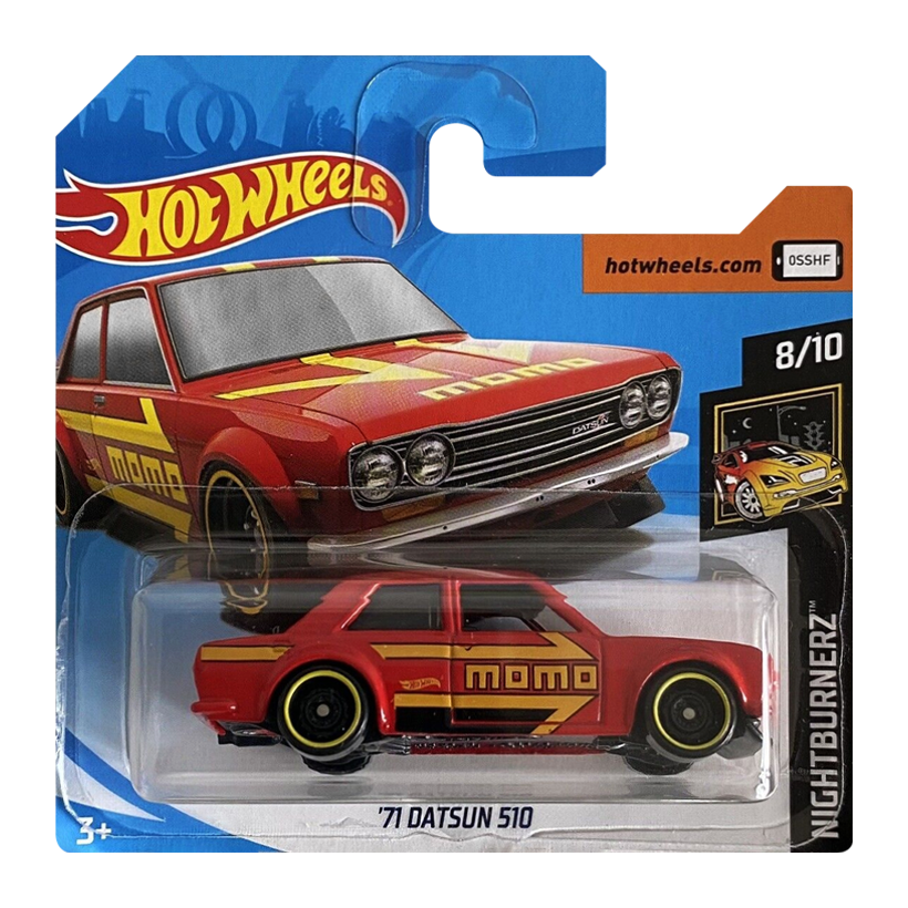 Машинка Базова Hot Wheels '71 Datsun 510 MOMO Nightburnerz 1:64 FYD14 Red - Retromagaz