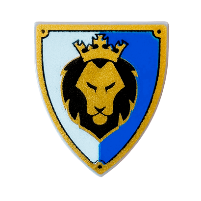 Оружие Lego Triangular with Black and Gold Lion Head with Crown Щит 3846pb36 6039770 Light Bluish Grey 2шт Б/У - Retromagaz