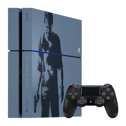 Консоль Sony PlayStation 4 CUH-12хх Uncharted 4 Limited Edition 1TB Blue Black Геймпад Б/У - Retromagaz