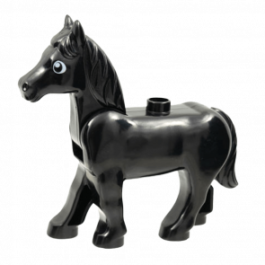 Фігурка Lego Animals Horse with Movable Head with White Eyes Duplo horse02c01pb06 Black Б/У