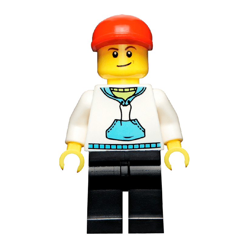 Фігурка Lego People 973pb0631 White Hoodie with Blue Pockets City twn225 Б/У - Retromagaz