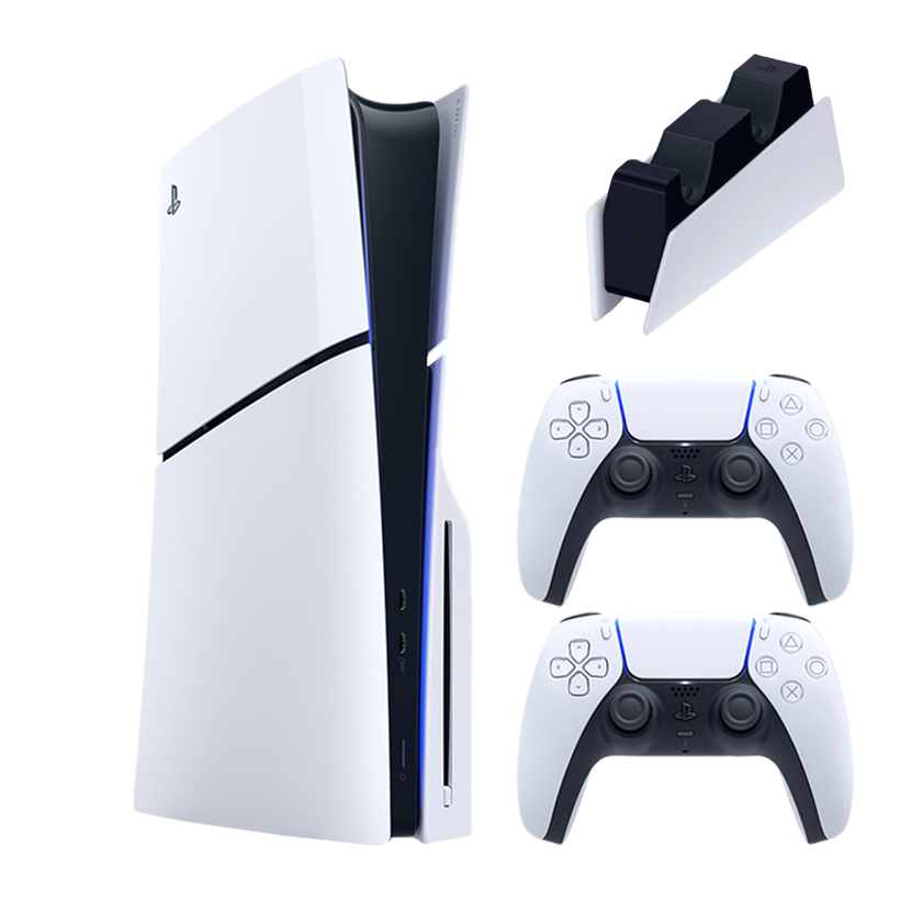 Набор Консоль Sony PlayStation 5 Slim Blu-ray 1TB White Новый  + Геймпад Беспроводной DualSense + Зарядное Устройство Проводной DualSense - Retromagaz