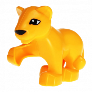 Фигурка Lego Animals Lion Baby Cub Raised Paw Eyes Duplo 54300c01pb01 Bright Light Orange Б/У - Retromagaz