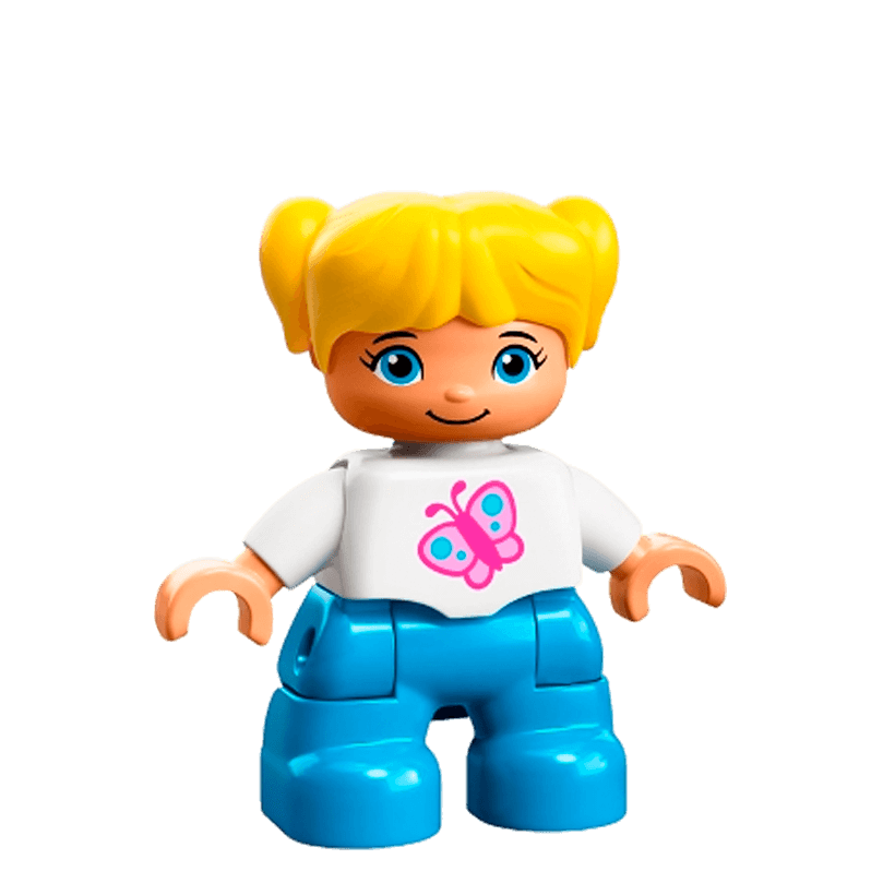 Фігурка Lego Girl Dark Azure Legs White Top Duplo 47205pb037 Б/У - Retromagaz