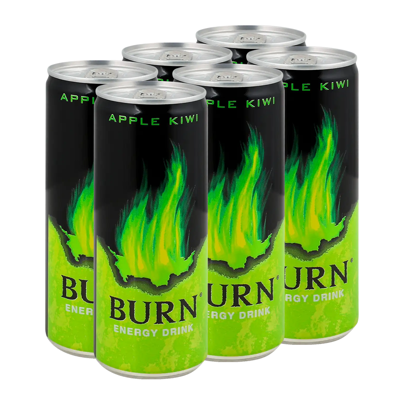 Набор Напиток Энергетический 6шт Burn Apple Kiwi 250ml - Retromagaz