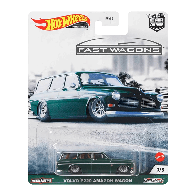 Машинка Premium Hot Wheels Volvo P220 Amazon Wagon Fast Wagons 1:64 GRJ64 Green - Retromagaz